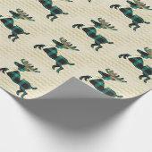 Rustic Deer Blauwgroen Gold Boho Pattern Cadeaupapier (Hoek)