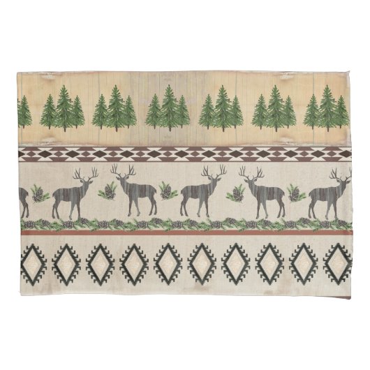Rustic Deer Bossen Western Sportsman Tribal Cabin Kussensloop (Voorkant)