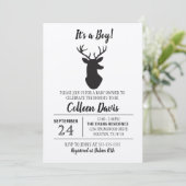 Rustic Deer Boy Baby shower Uitnodiging | Kraft (Staand voorkant)
