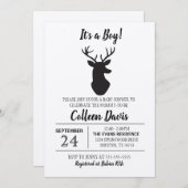 Rustic Deer Boy Baby shower Uitnodiging | Kraft (Voorkant / Achterkant)