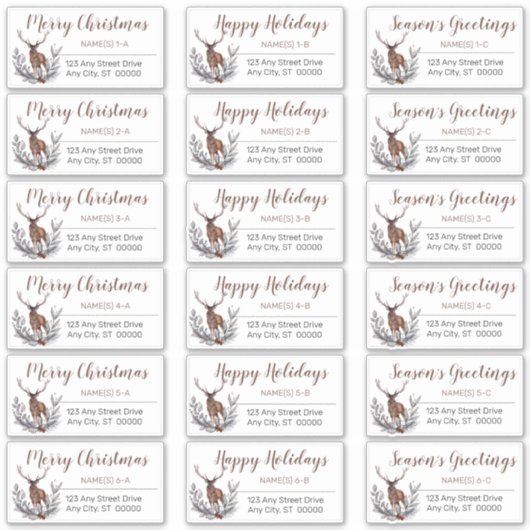 Rustic Deer Buck Adresetiketten kerstavond Sticker (Voorkant)