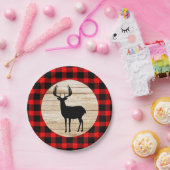Rustic Deer Buck Buffalo Pset Papieren Bordje (Feest)