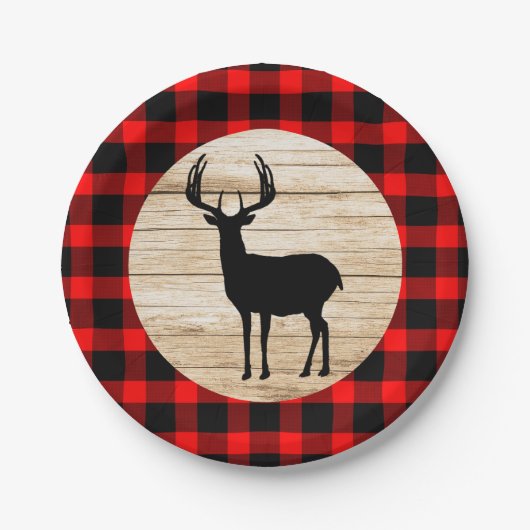 Rustic Deer Buck Buffalo Pset Papieren Bordje (Voorkant)