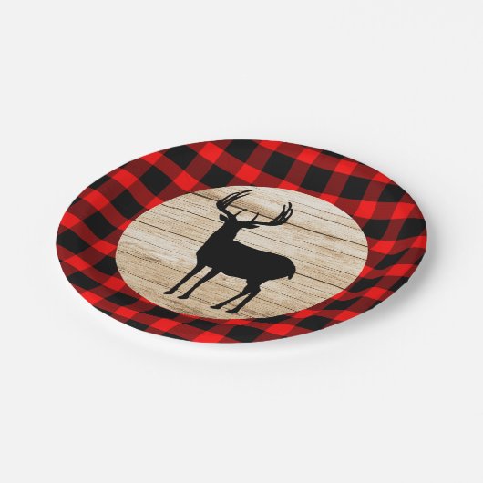 Rustic Deer Buck Buffalo Pset Papieren Bordje (Gekanteld)