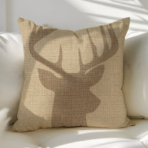 Rustic Deer Buck Burlap Sierkussennen
