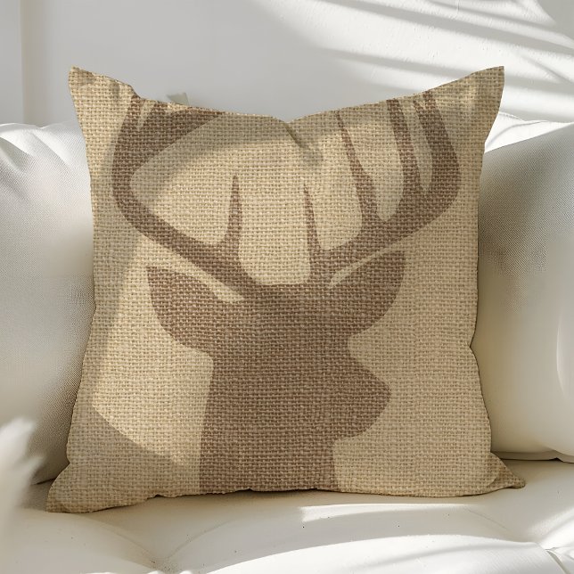 Rustic Deer Buck Burlap Sierkussennen Kussen (Creator heeft geüpload)