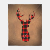 Rustic Deer Buffalo Pset Monogram Fleece Deken (Voorkant)