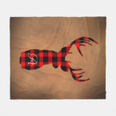 Rustic Deer Buffalo Pset Monogram Fleece Deken (Voorkant (Horizontaal))