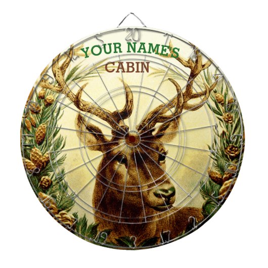 Rustic Deer Cabin Gepersonaliseerd Dartbord (Voorkant)