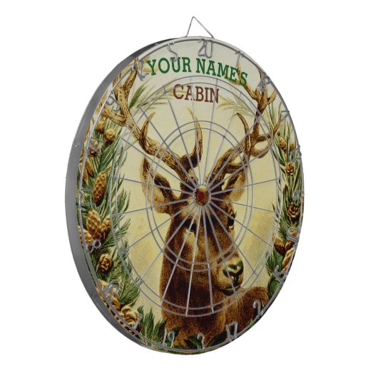 Rustic Deer Cabin Gepersonaliseerd Dartbord (Voorkant Links)
