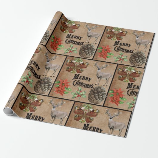 Rustic  Deer Cadeaupapier (Uitgerold)