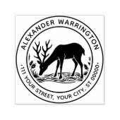 Rustic Deer Drink Water Familienaam Datum Est Zelfinktende Stempel (Design)