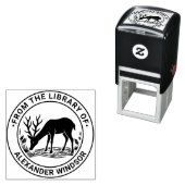 Rustic Deer Drink Water Library Boeknaam Zelfinktende Stempel (In situ)