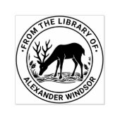 Rustic Deer Drink Water Library Boeknaam Zelfinktende Stempel (Design)