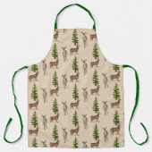 Rustic Deer en Evergreen Tree Print-alles-over Schort (Voorkant)