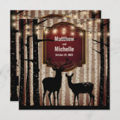 Rustic Deer en Trees Herfst/Winter Woodland Weddin Kaart (Voorkant / Achterkant)