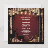 Rustic Deer en Trees Herfst/Winter Woodland Weddin Kaart (Achterkant)