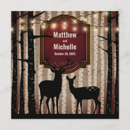 Rustic Deer en Trees Herfst/Winter Woodland Weddin Kaart