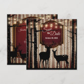 Rustic Deer en Trees Herfst/Winter Woodland Weddin Save The Date (Voorkant / Achterkant)