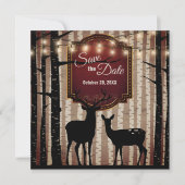 Rustic Deer en Trees Herfst/Winter Woodland Weddin Save The Date (Voorkant)