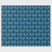 Rustic Deer Farmhouse Navy Antler Cadeaupapier (Vlak)
