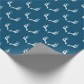 Rustic Deer Farmhouse Navy Antler Cadeaupapier (Hoek)