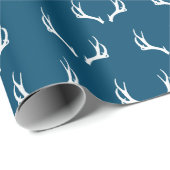 Rustic Deer Farmhouse Navy Antler Cadeaupapier (Rol Hoek)