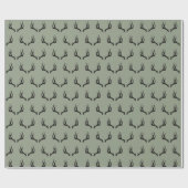 Rustic Deer Farmhouse Sage Green Antler Cadeaupapier (Vlak)