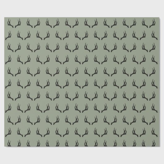 Rustic Deer Farmhouse Sage Green Antler Cadeaupapier (Vlak)
