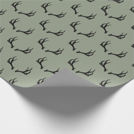 Rustic Deer Farmhouse Sage Green Antler Cadeaupapier (Hoek)
