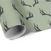 Rustic Deer Farmhouse Sage Green Antler Cadeaupapier (Rol Hoek)