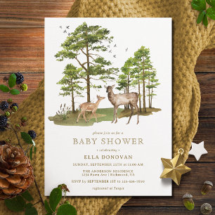 Rustic Deer Fawn   Neutral Woodland Baby shower Kaart