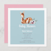 Rustic  Deer Forest Floral Baby shower Kaart (Voorkant / Achterkant)