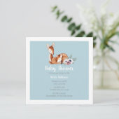 Rustic  Deer Forest Floral Baby shower Kaart (Staand voorkant)