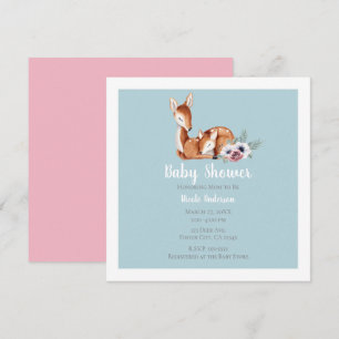 Rustic  Deer Forest Floral Baby shower Kaart