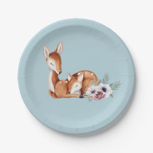 Rustic Deer Forest Floral Baby shower Papieren Bordje