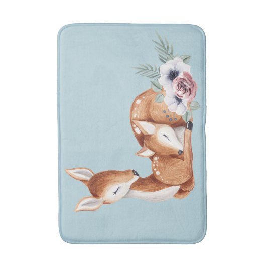 Rustic  Deer Forest Floral Badmat (Voorkant Verticaal)