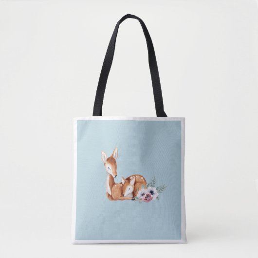 Rustic  Deer Forest Floral Country Woodsy Tote Bag (Voorkant)