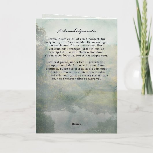 Rustic Deer Forest Pond in liefdevolle herinnering Programma (Achterkant)