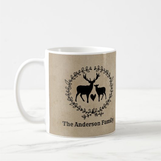 Rustic Deer Gepersonaliseerd Koffiemok (Links)