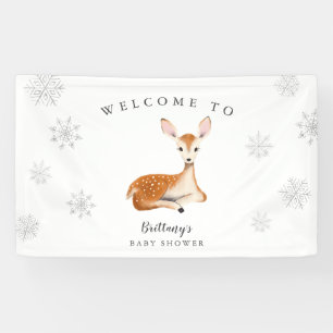 Rustic Deer Gray Winter Baby shower Welkom Spandoek