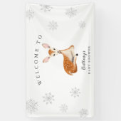 Rustic Deer Gray Winter Baby shower Welkom Spandoek (Verticaal)