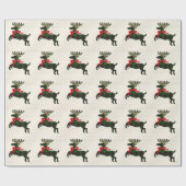Rustic Deer Green Boho Pattern Cadeaupapier (Vlak)