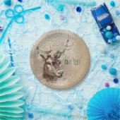 Rustic Deer Head Country Wedding Party Papieren Bordje (Feest)