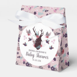 Rustic Deer Head Mauve Floral Girl Baby shower Bedankdoosjes