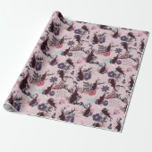 Rustic Deer Head Mauve Floral Girl Baby shower Cadeaupapier (Uitgerold)