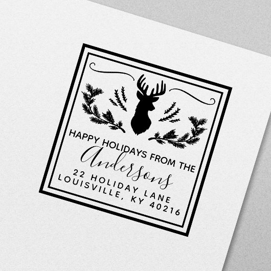 Rustic Deer Head Pine-kerstretour Zelfinktende Stempel