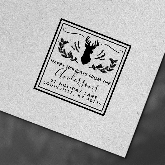 Rustic Deer Head Pine-kerstretour Zelfinktende Stempel
