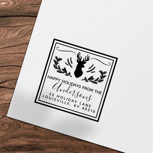 Rustic Deer Head Pine-kerstretour Zelfinktende Stempel