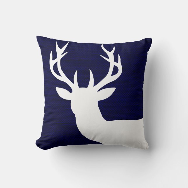 Rustic Deer Head Silhouette op Burlap | marinewit Kussen (Voorkant)